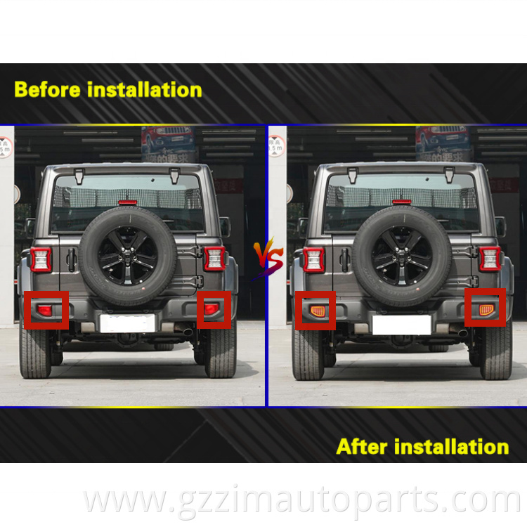 LED Bumper Light Rear Fog Lamp Brake Light Dynamic Turn Signal Reflector For Jeep Wrangler 2018-2022